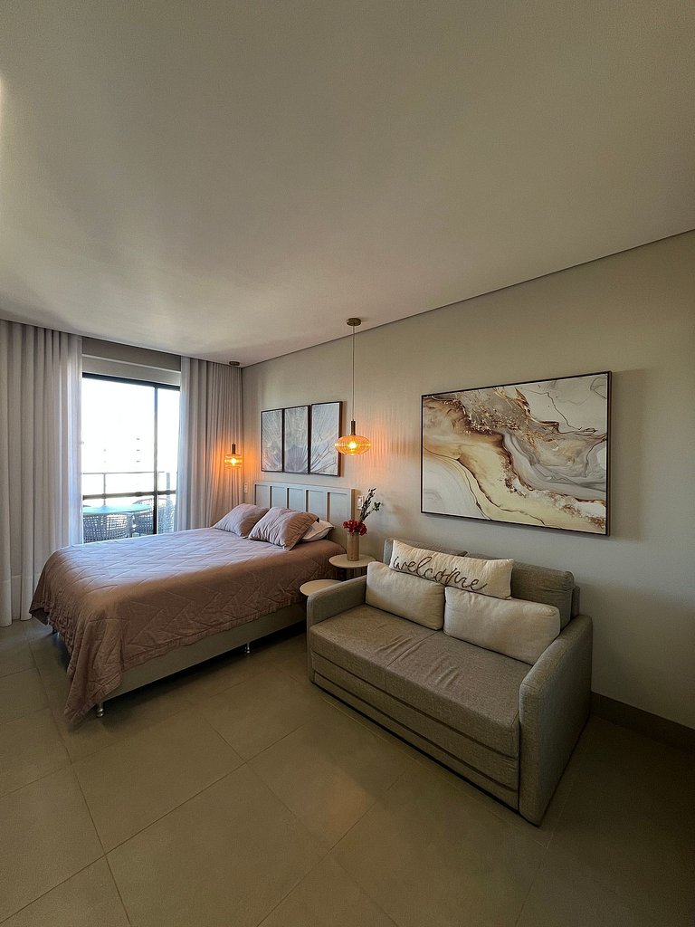 Studio 1401 Super Luxo, com sacada e A/C